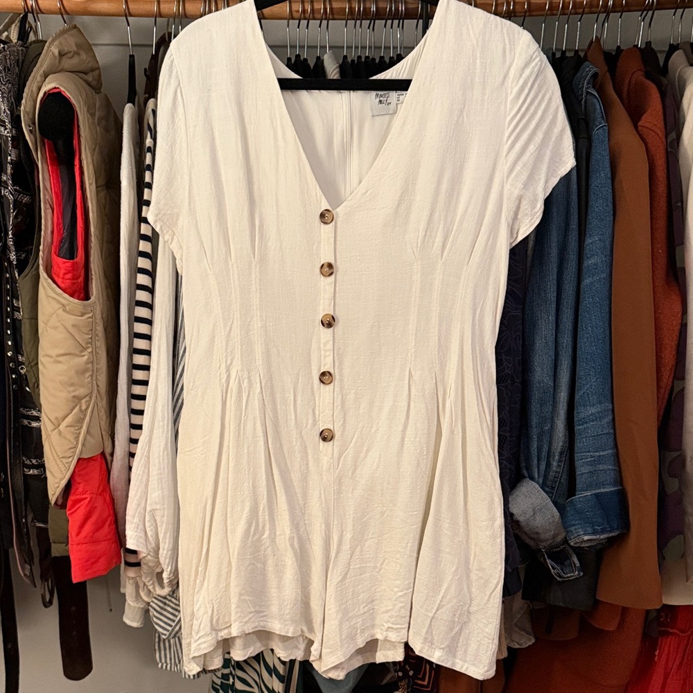 Princess Polly white button down Romper